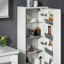 Fackelmann Colonne de salle de bain Lugano II - Blanc - Butoir à droite -Meubles de salle de bain Soldes 2022 1000227093 201021 13554800028 DETAILS P000000001000227093