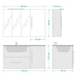 Fackelmann Salle de bain Lugano I (3 éléments) - Avec éclairage - Blanc brillant -Meubles de salle de bain Soldes 2022 1000227098 201021 13564400052 SKETCH DETAILS P000000001000227098 sketch