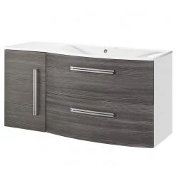 Fackelmann Meuble avec vasque Lugano III - Imitation pin parasol anthracite / Blanc