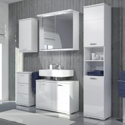 Loftscape Salle de bain Brodda I (5 éléments) - Avec éclairage - Blanc brillant