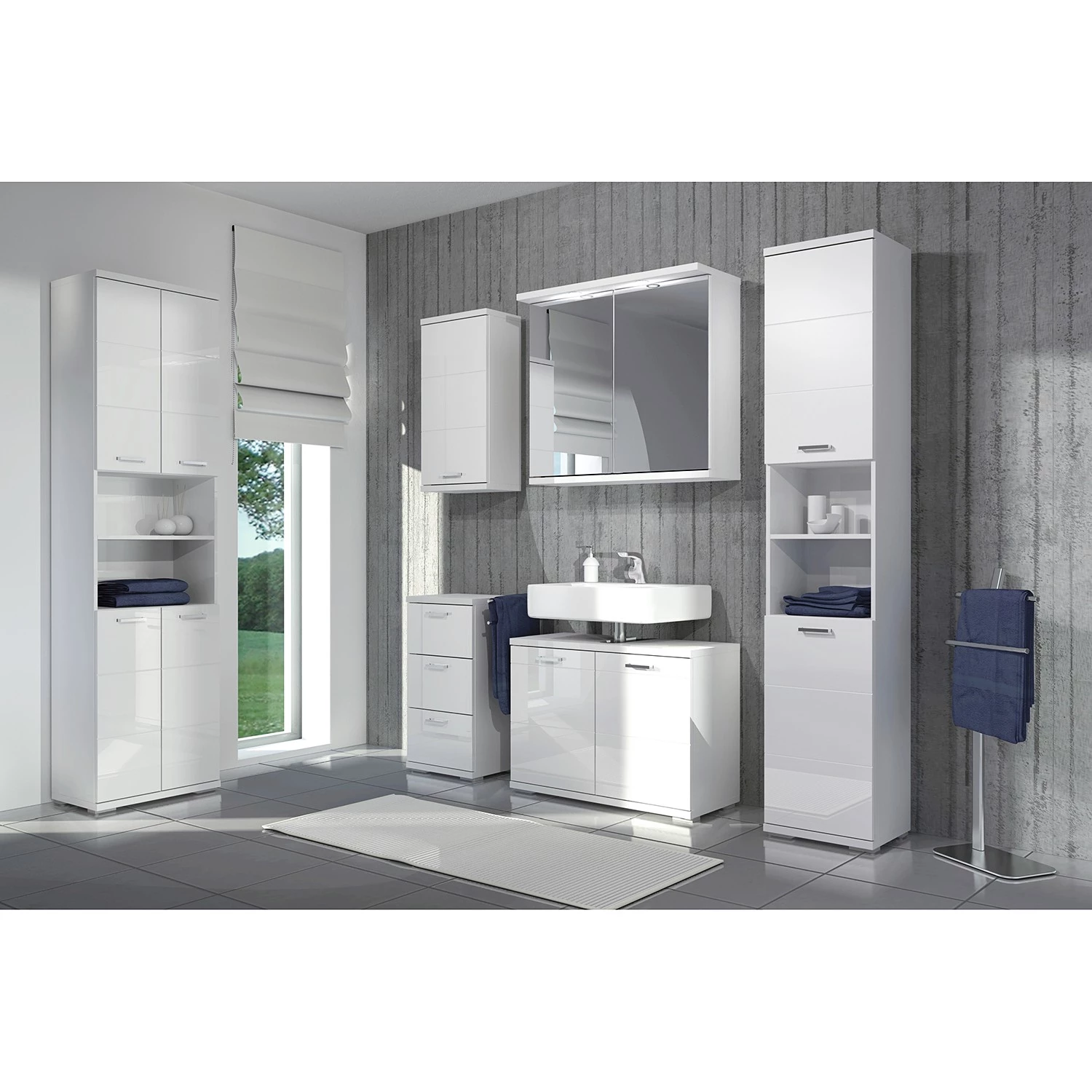 Loftscape Meuble sous lavabo Brodda - Blanc brillant - Largeur : 80 cm 4 Loftscape Meuble sous lavabo Brodda - Blanc brillant - Largeur : 80 cm – Image 2