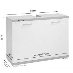 Loftscape Meuble sous lavabo Brodda - Blanc brillant - Largeur : 80 cm 9 Loftscape Meuble sous lavabo Brodda - Blanc brillant - Largeur : 80 cm -Meubles de salle de bain Soldes 2022 1000227892 201021 14273900112 SKETCH DETAILS P000000001000227892 sketch