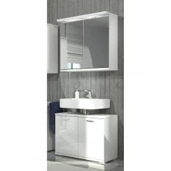 Loftscape Salle de bain Brodda I (2 éléments) - Avec éclairage - Blanc brillant