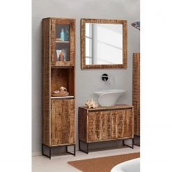 Wolf-Möbel Salle de bain Marble III (3 éléments) - Manguier massif - Manguier / Marbre blanc