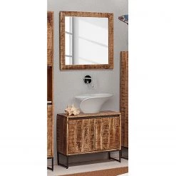 Wolf-Möbel Salle de bain Marble IV (2 éléments) - Manguier massif