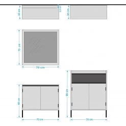 Wolf-Möbel Salle de bain Marble VIII (3 éléments) - Manguier massif - Manguier / Marbre blanc -Meubles de salle de bain Soldes 2022 1000229622 210413 12533100076 SKETCH DETAILS P000000001000229622 sketch