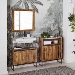 Wolf-Möbel Salle de bain Marble VIII (3 éléments) - Manguier massif - Manguier / Marbre blanc -Meubles de salle de bain Soldes 2022 1000229622 210720 07430000016 MOOD DETAILS P000000001000229622 mood