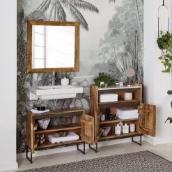 Wolf-Möbel Salle de bain Marble VIII (3 éléments) - Manguier massif - Manguier / Marbre blanc -Meubles de salle de bain Soldes 2022 1000229622 210720 07430000017 MOOD DETAILS P000000001000229622 mood