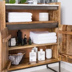 Wolf-Möbel Salle de bain Marble VIII (3 éléments) - Manguier massif - Manguier / Marbre blanc -Meubles de salle de bain Soldes 2022 1000229622 210720 07430000020 DETAILS P000000001000229622