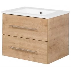 Fackelmann Meuble avec vasque Perfekt - Imitation chêne noueux - Largeur : 62 cm