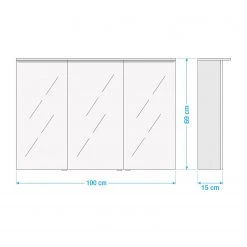 Fackelmann Armoire de toilette Perfekt - Avec éclairage - Imitation chêne foncé - Largeur : 100 cm -Meubles de salle de bain Soldes 2022 1000235885 211005 12532300602 SKETCH DETAILS P000000001000235885 sketch
