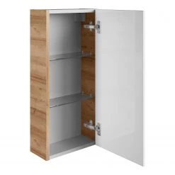 Fackelmann Armoire suspendue Milano - Blanc brillant / Imitation chêne noueux -Meubles de salle de bain Soldes 2022 1000236041 201216 14171200016 DETAILS P000000001000236041