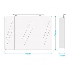 Fackelmann Armoire de toilette Milano - Avec éclairage - Imitation chêne noueux - Largeur : 110 cm -Meubles de salle de bain Soldes 2022 1000236077 211005 12532300605 SKETCH DETAILS P000000001000236077 sketch