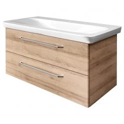 Fackelmann Meuble avec vasque Milano II - Imitation chêne noueux - Largeur : 108 cm