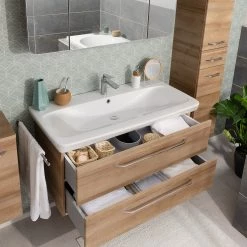 Fackelmann Meuble avec vasque Milano II - Imitation chêne noueux - Largeur : 108 cm -Meubles de salle de bain Soldes 2022 1000236079 201216 14200900074 MOOD DETAILS P000000001000236079 mood