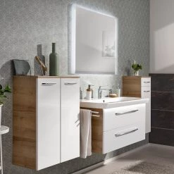 Fackelmann Meuble avec vasque Milano II - Imitation chêne noueux - Largeur : 108 cm -Meubles de salle de bain Soldes 2022 1000236079 201216 14201100075 MOOD DETAILS P000000001000236079 mood