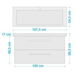 Fackelmann Meuble avec vasque Milano II - Imitation chêne noueux - Largeur : 108 cm -Meubles de salle de bain Soldes 2022 1000236079 201216 14201800077 SKETCH DETAILS P000000001000236079 sketch