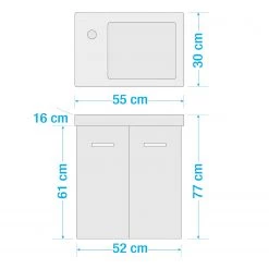 Fackelmann Meuble avec vasque Milano I - Blanc brillant / Imitation chêne noueux -Meubles de salle de bain Soldes 2022 1000236095 201216 14233000144 SKETCH DETAILS P000000001000236095 sketch