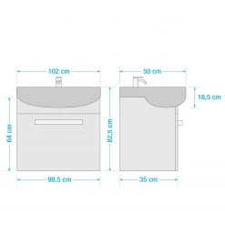 Fackelmann Meuble avec vasque A-Vero III - Imitation chêne - Largeur : 102 cm -Meubles de salle de bain Soldes 2022 1000241395 210121 07481900021 SKETCH DETAILS P000000001000241395 sketch
