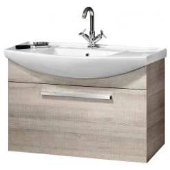 Fackelmann Meuble avec vasque A-Vero III - Imitation chêne - Largeur : 102 cm