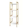 Mørteens Étagère Rinna II - Bambou massif - Blanc / Bambou - Hauteur : 100 cm -Meubles de salle de bain Soldes 2022 1000241527 211223 123717000011 IMAGE P000000001000241527
