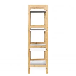 Mørteens Étagère Rinna II - Bambou massif - Blanc / Bambou - Hauteur : 100 cm -Meubles de salle de bain Soldes 2022 1000241527 211223 123717000043 DETAILS P000000001000241527