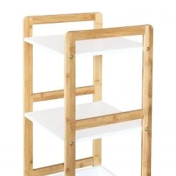 Mørteens Étagère Rinna II - Bambou massif - Blanc / Bambou - Hauteur : 100 cm -Meubles de salle de bain Soldes 2022 1000241527 211223 123717000054 DETAILS P000000001000241527