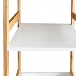 Mørteens Étagère Rinna II - Bambou massif - Blanc / Bambou - Hauteur : 100 cm -Meubles de salle de bain Soldes 2022 1000241527 211223 123717000081 DETAILS P000000001000241527