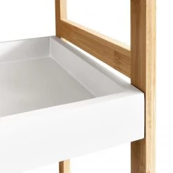 Mørteens Étagère Rinna II - Bambou massif - Blanc / Bambou - Hauteur : 100 cm -Meubles de salle de bain Soldes 2022 1000241527 211223 123717000083 DETAILS P000000001000241527