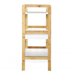 Mørteens Étagère Rinna II - Bambou massif - Blanc / Bambou - Hauteur : 72 cm -Meubles de salle de bain Soldes 2022 1000241529 211223 12371700053 DETAILS P000000001000241529