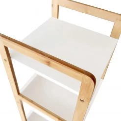 Mørteens Étagère Rinna II - Bambou massif - Blanc / Bambou - Hauteur : 72 cm -Meubles de salle de bain Soldes 2022 1000241529 211223 12371700074 DETAILS P000000001000241529