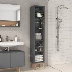 Mørteens Étagère Lindholm V - Partiellement en chêne massif - Gris mat -Meubles de salle de bain Soldes 2022 1000247245 210914 15363300021 MOOD DETAILS P000000001000247245 mood