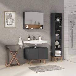 Mørteens Étagère Lindholm V - Partiellement en chêne massif - Gris mat -Meubles de salle de bain Soldes 2022 1000247245 211026 15561200034 MOOD DETAILS P000000001000247245 mood