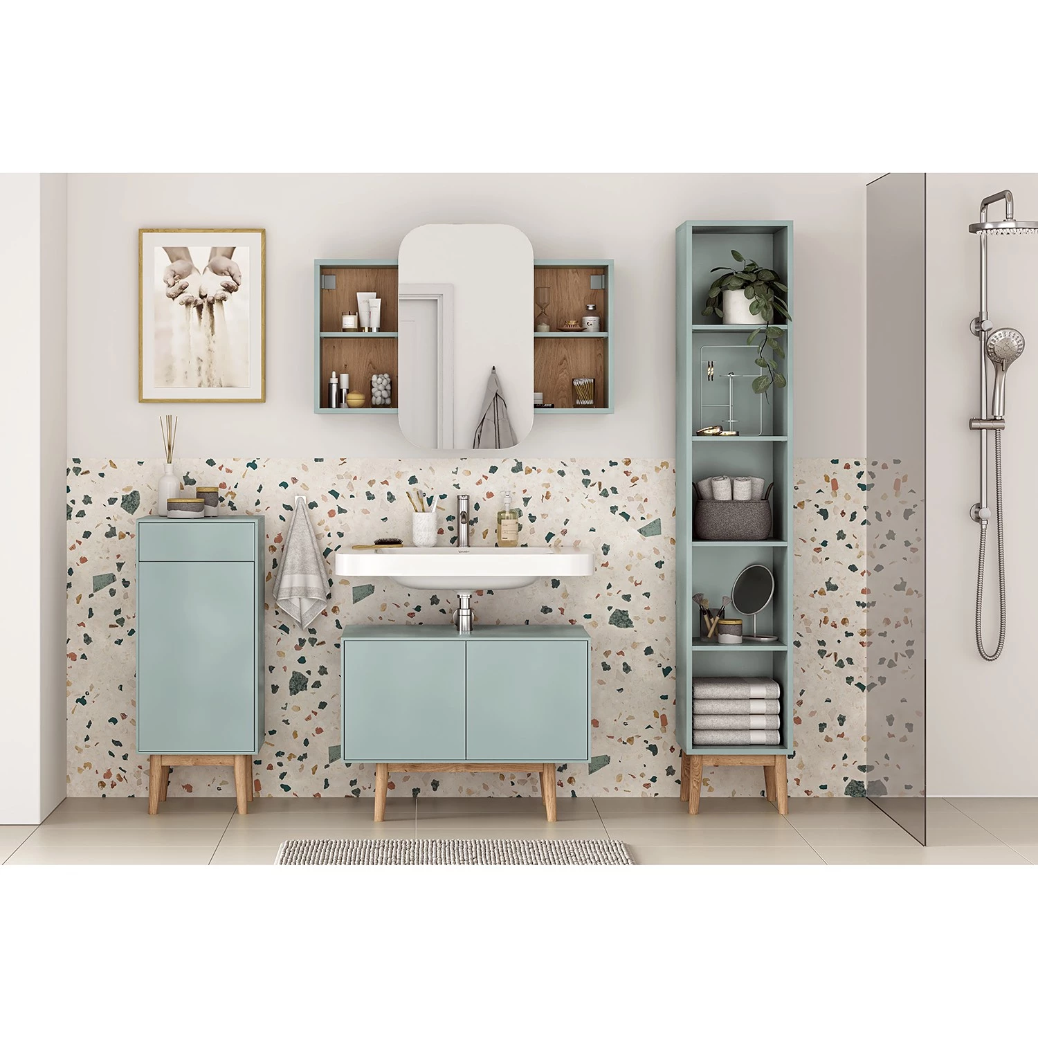 Mørteens Étagère Lindholm V - Partiellement en chêne massif - Menthe 4 Mørteens Étagère Lindholm V - Partiellement en chêne massif - Menthe – Image 2