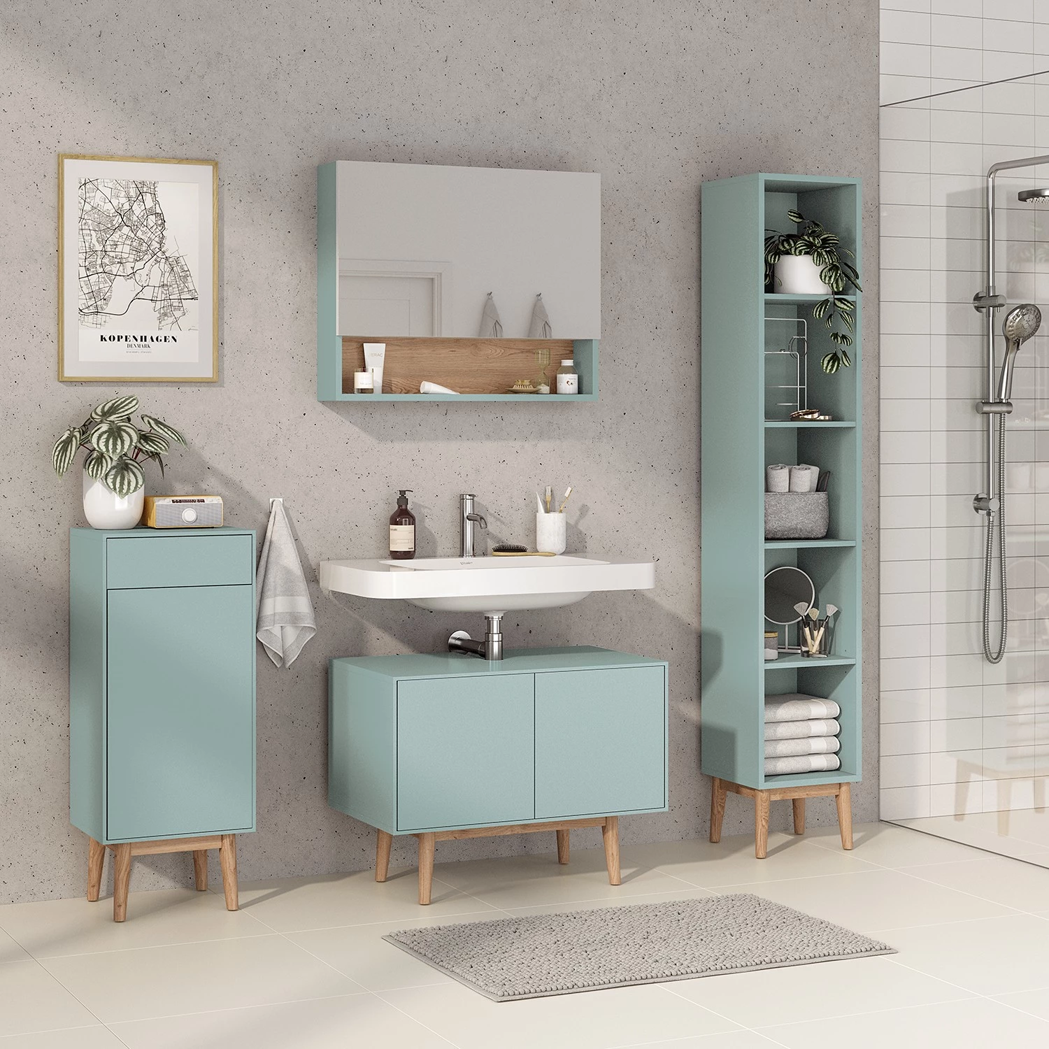 Mørteens Étagère Lindholm V - Partiellement en chêne massif - Menthe 6 Mørteens Étagère Lindholm V - Partiellement en chêne massif - Menthe – Image 4