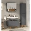 Mørteens Salle de bain Lindholm IV (3 éléments) - Partiellement en chêne massif - Gris mat