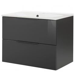 Fackelmann Meuble avec vasque Luna - Avec vasque en céramique - Anthracite