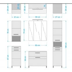Trendteam Salle de bain Monte (5 éléments) - Sans éclairage - Blanc brillant -Meubles de salle de bain Soldes 2022 1000253399 210325 08283400002 SKETCH DETAILS P000000001000253399 sketch