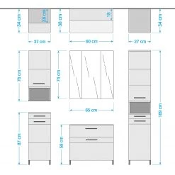 Trendteam Salle de bain Monte (5 éléments) - Sans éclairage - Blanc brillant -Meubles de salle de bain Soldes 2022 1000253399 210505 10410600001 SKETCH DETAILS P000000001000253399 sketch