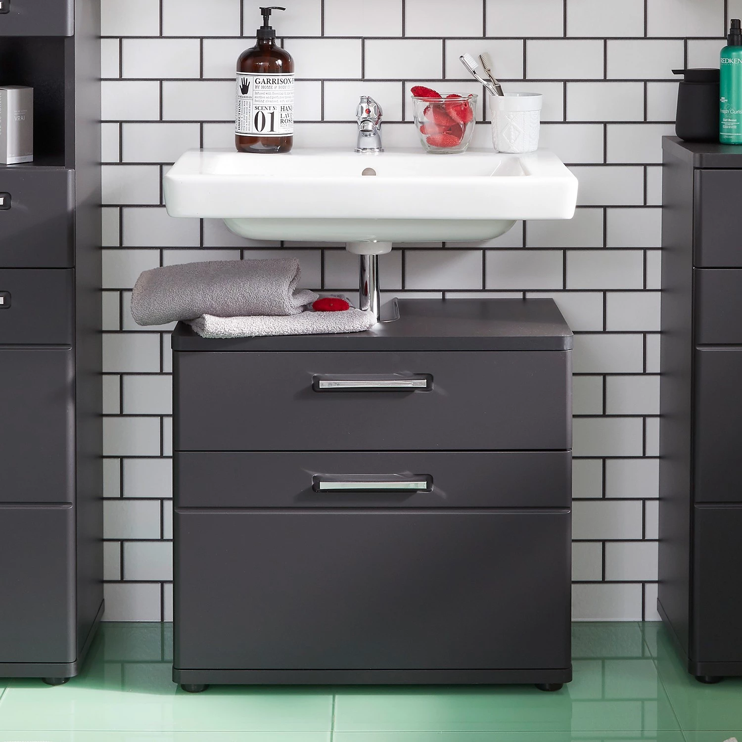 Trendteam Meuble sous lavabo Monte - Gris mat 4 Trendteam Meuble sous lavabo Monte - Gris mat – Image 2