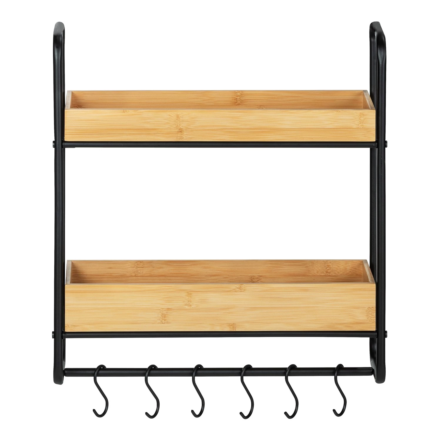 WENKO Étagère murale Loft I - Acier inoxydable / Bambou massif - Noir / Bambou 4 WENKO Étagère murale Loft I - Acier inoxydable / Bambou massif - Noir / Bambou – Image 2