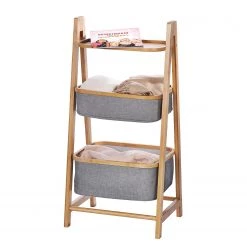 WENKO Étagère Bahari II - Bambou massif / Tissu -Meubles de salle de bain Soldes 2022 1000255371 210330 15244700014 DETAILS P000000001000255371