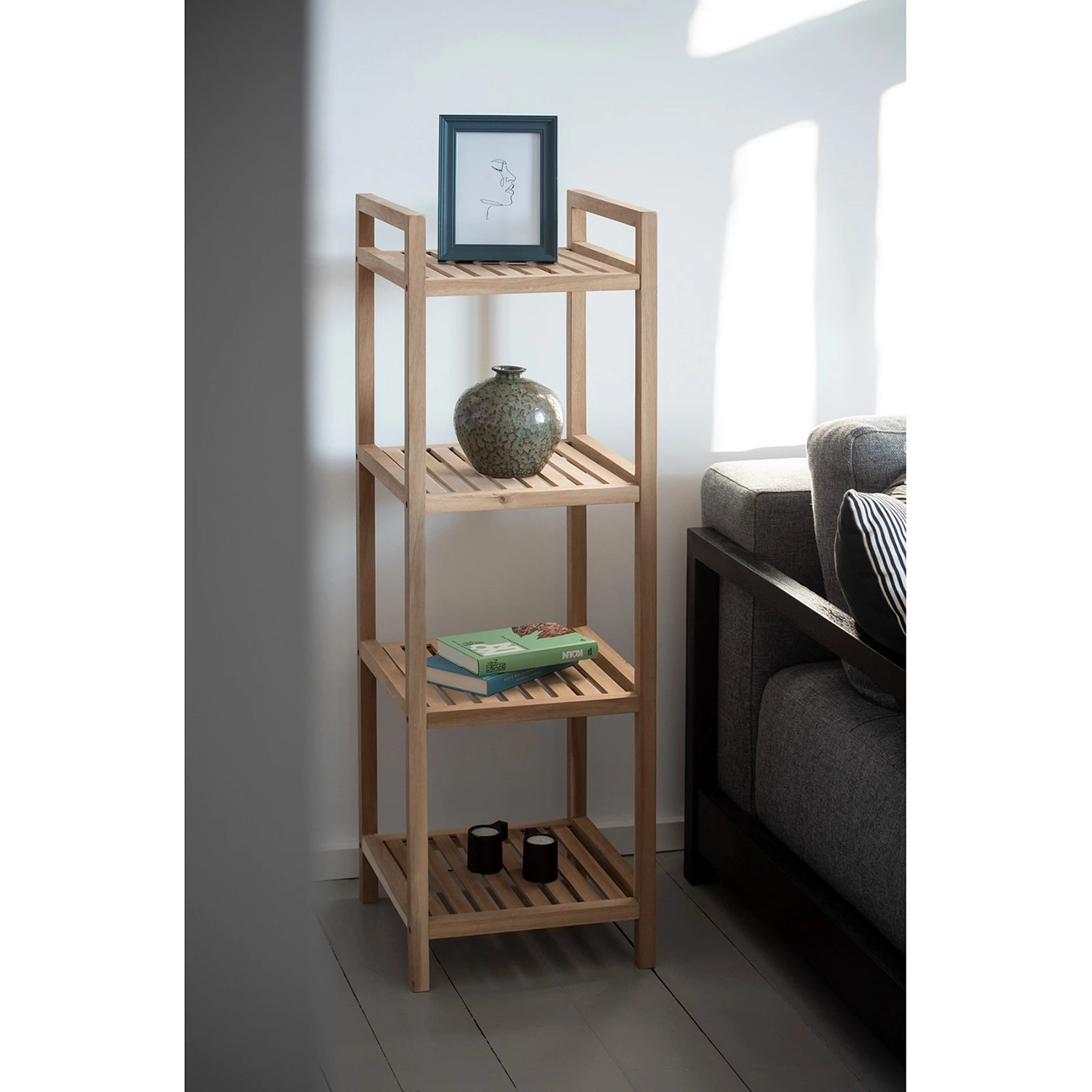WENKO Étagère Acina I - Acacia massif - Hauteur : 110 cm 4 WENKO Étagère Acina I - Acacia massif - Hauteur : 110 cm – Image 2