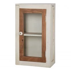 Wolf-Möbel Meuble haut Maison - Acacia massif - Acacia couleur pierre / Blanc cassé