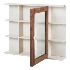 Wolf-Möbel Armoire de toilette Maison - Acacia massif - Acacia couleur pierre / Blanc cassé -Meubles de salle de bain Soldes 2022 1000257221 220406 038 DETAILS P000000001000257221