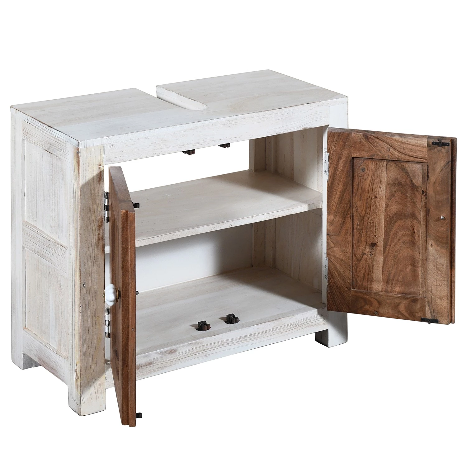 Wolf-Möbel Salle de bain Maison IV (2 éléments) - Acacia massif - Acacia couleur pierre / Blanc cassé 6 Wolf-Möbel Salle de bain Maison IV (2 éléments) - Acacia massif - Acacia couleur pierre / Blanc cassé – Image 4