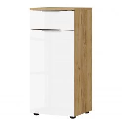 Germania Meuble bas Avino - Verre blanc / Imitation chêne de Navarre