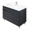 Posseik Meuble avec vasque Kali II - Blanc / Blanc brillant - Anthracite - Largeur : 90 cm -Meubles de salle de bain Soldes 2022 1000263111 210428 14433400001 IMAGE P000000001000263111