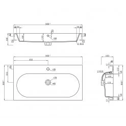 Posseik Meuble avec vasque Kali II - Blanc / Blanc brillant - Anthracite - Largeur : 90 cm -Meubles de salle de bain Soldes 2022 1000263111 210428 14434000005 SKETCH DETAILS P000000001000263111 sketch