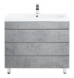 Posseik Meuble avec vasque Kali II - Blanc / Blanc brillant - Imitation béton - Largeur : 90 cm -Meubles de salle de bain Soldes 2022 1000263128 210428 14435500017 DETAILS P000000001000263128